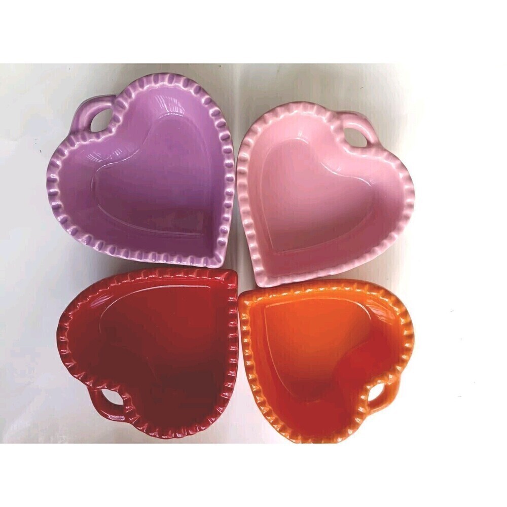Williams Sonoma Ceramic Heart Shaped Dishes And Cup Set Of 12 Rainbow Colors - Picture 10 of 16